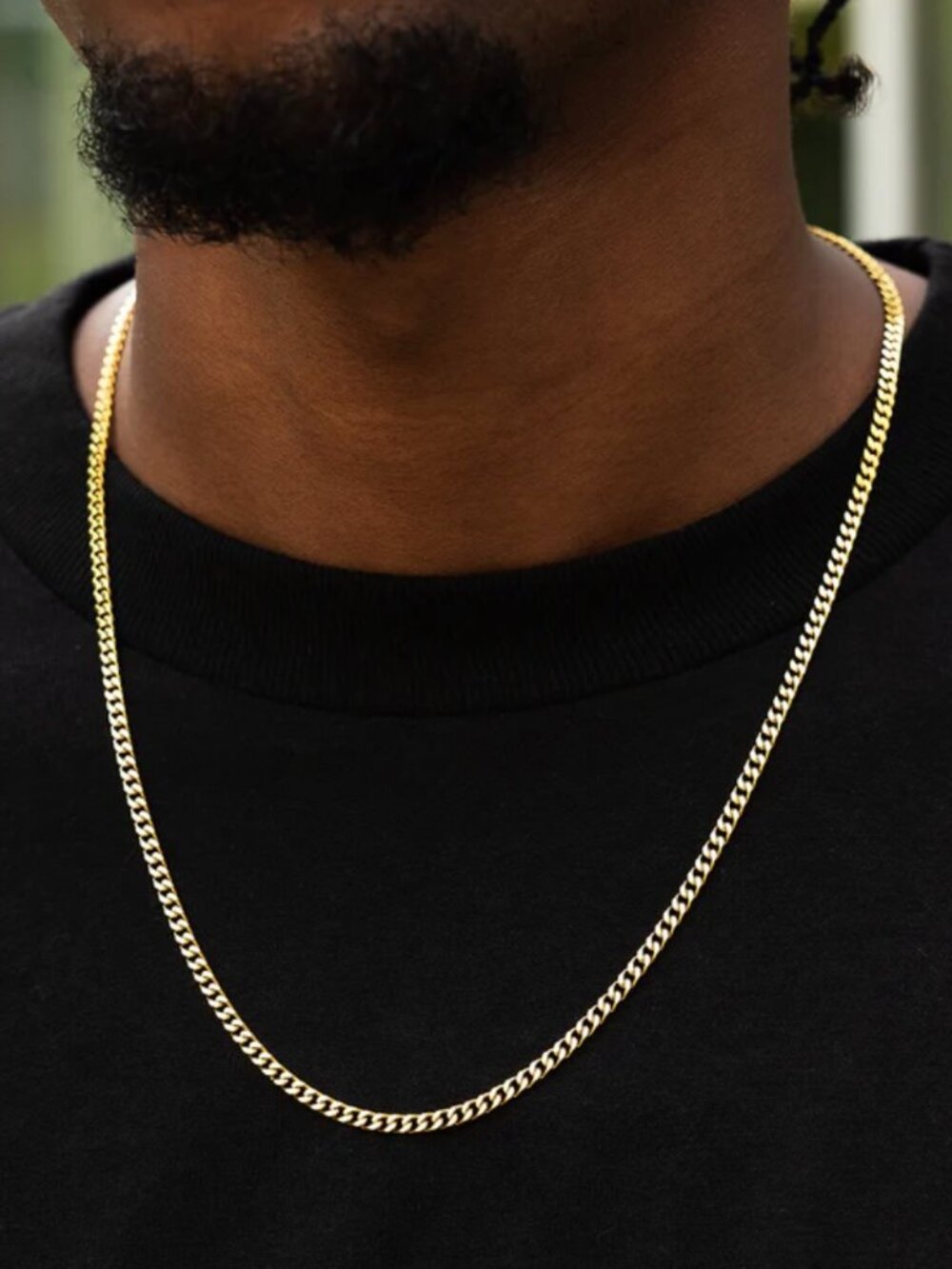 Micro Cuban Chain 26”- 3mm Men's Jewelry Necklace Yellow Gold 18k Plated